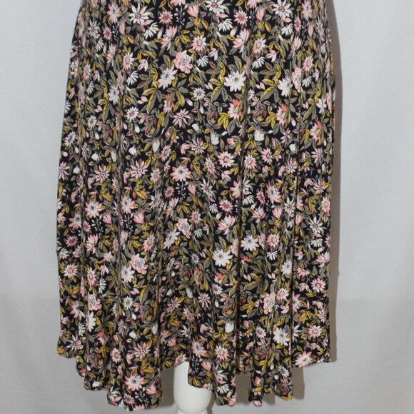 LOFT Floral V-Neck Flounce Flare Dress Forever Navy - Picture 7 of 16